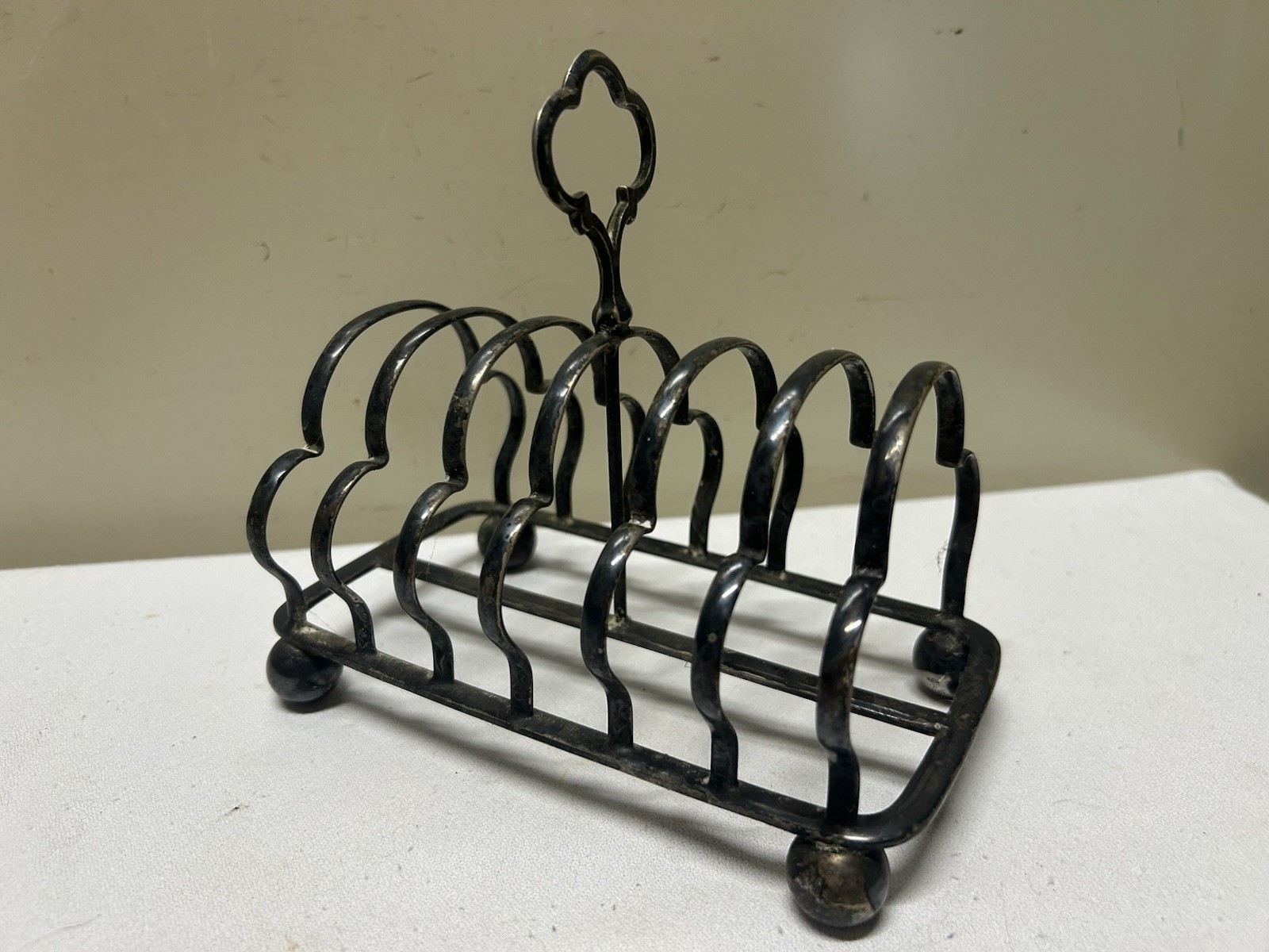 Vtg 6Slice Silver Plated Victorian Era Farmhouse Metal Toast Rack/Slotted Holder