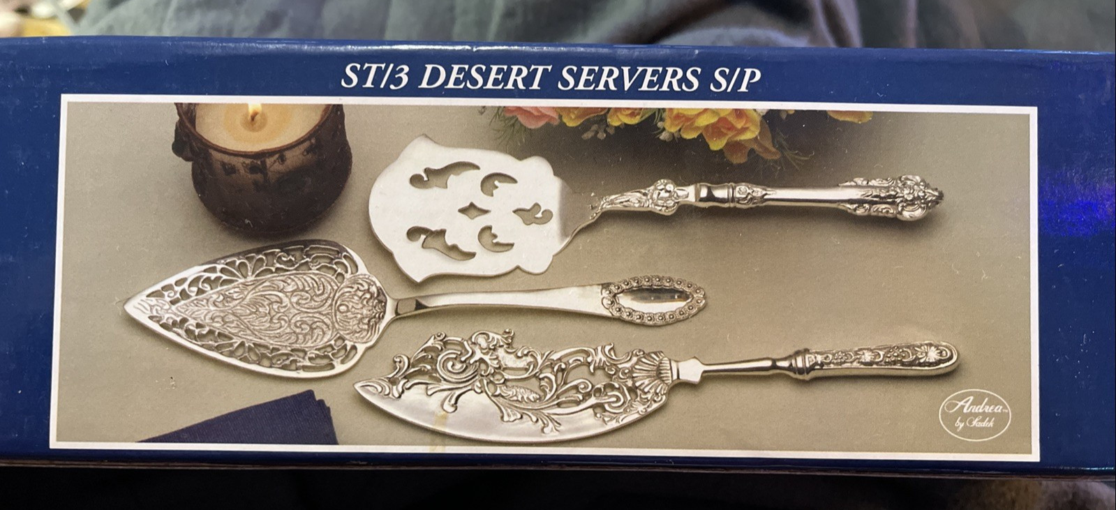 Andrea by Sadek Dessert Servers Silver-Plated With Ornate