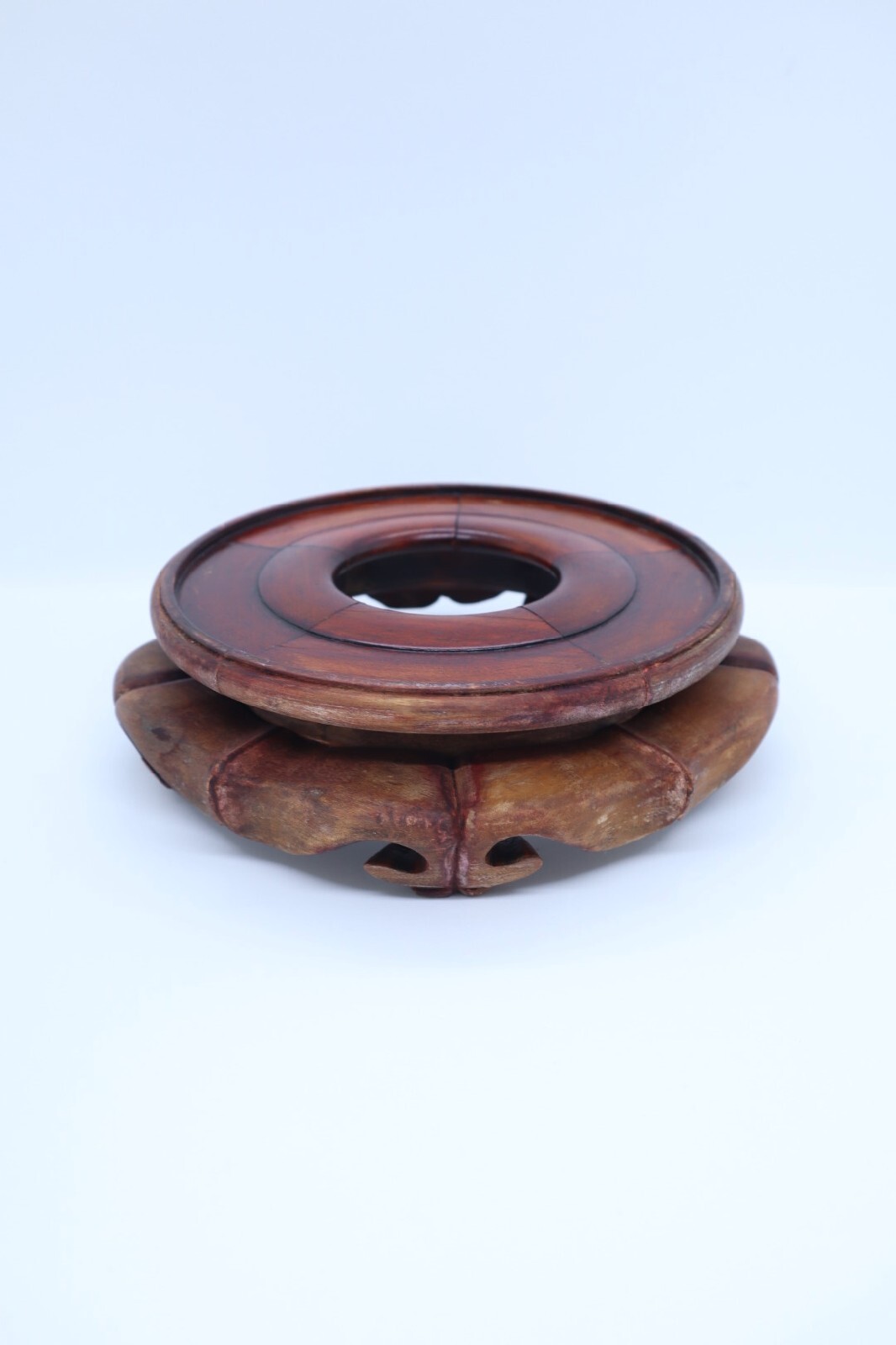 Vintage Old Chinese Carved Wooden Vase or Bowl Stand, Inner diameter 15.2cm
