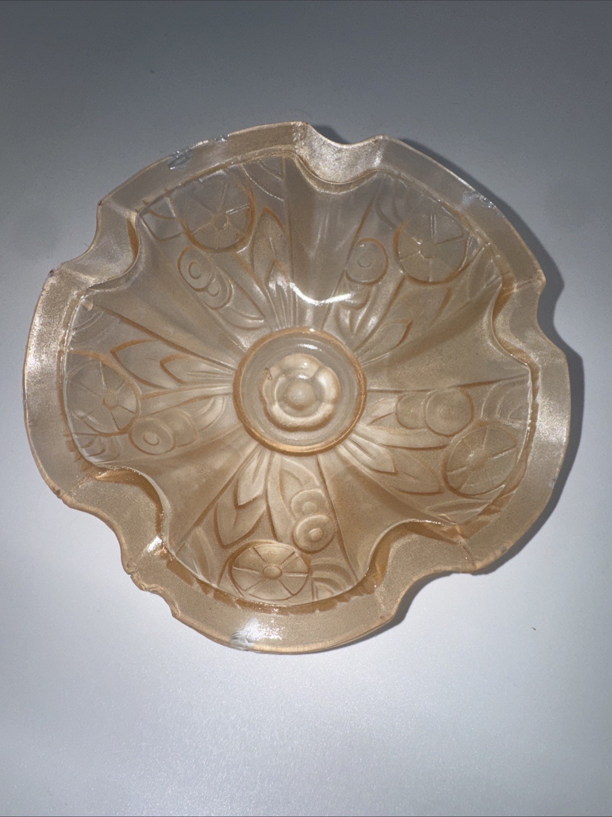1930’s Art Deco Style Nauticalesque Pressed Glass Ceiling Fixture Pendant