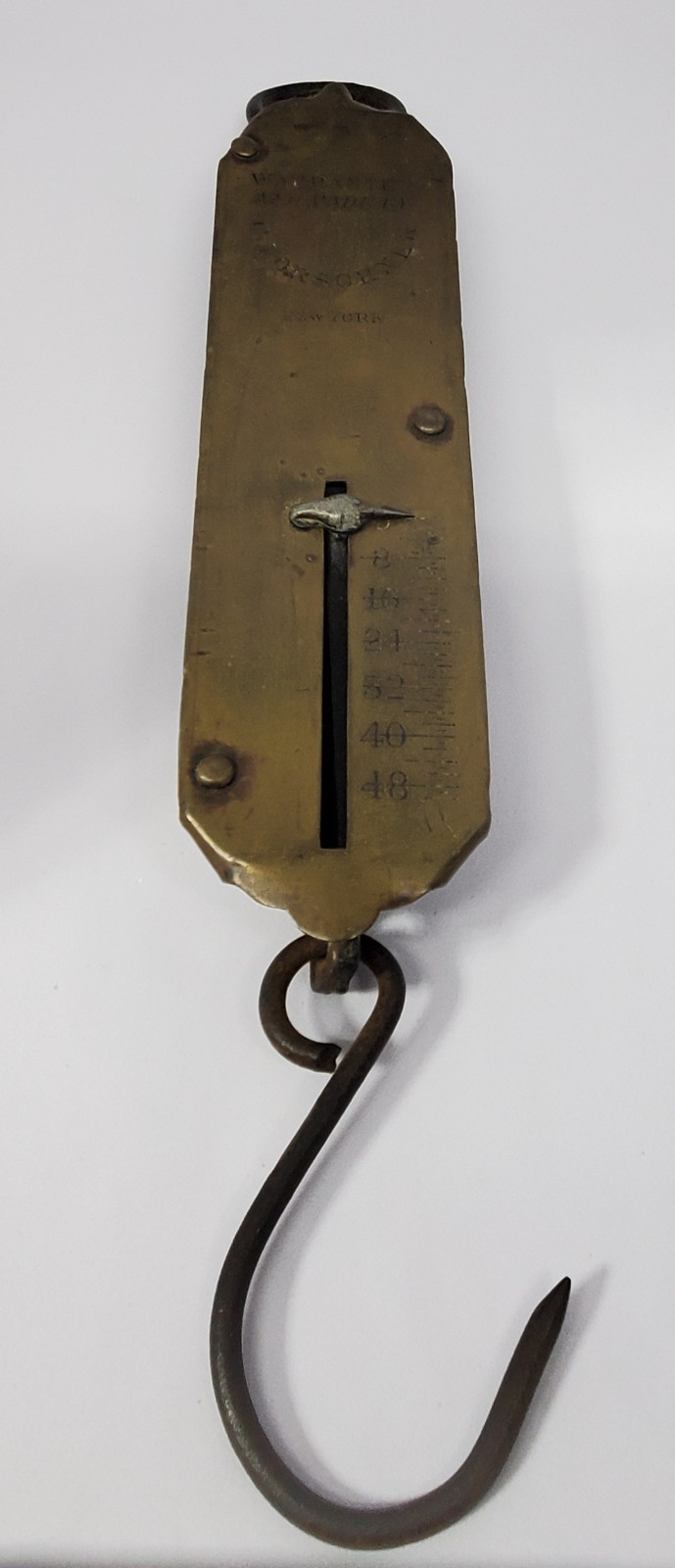 Antique C FORSCHNER Mechanical Brass Face HANGING SPRING 50lbs SCALE