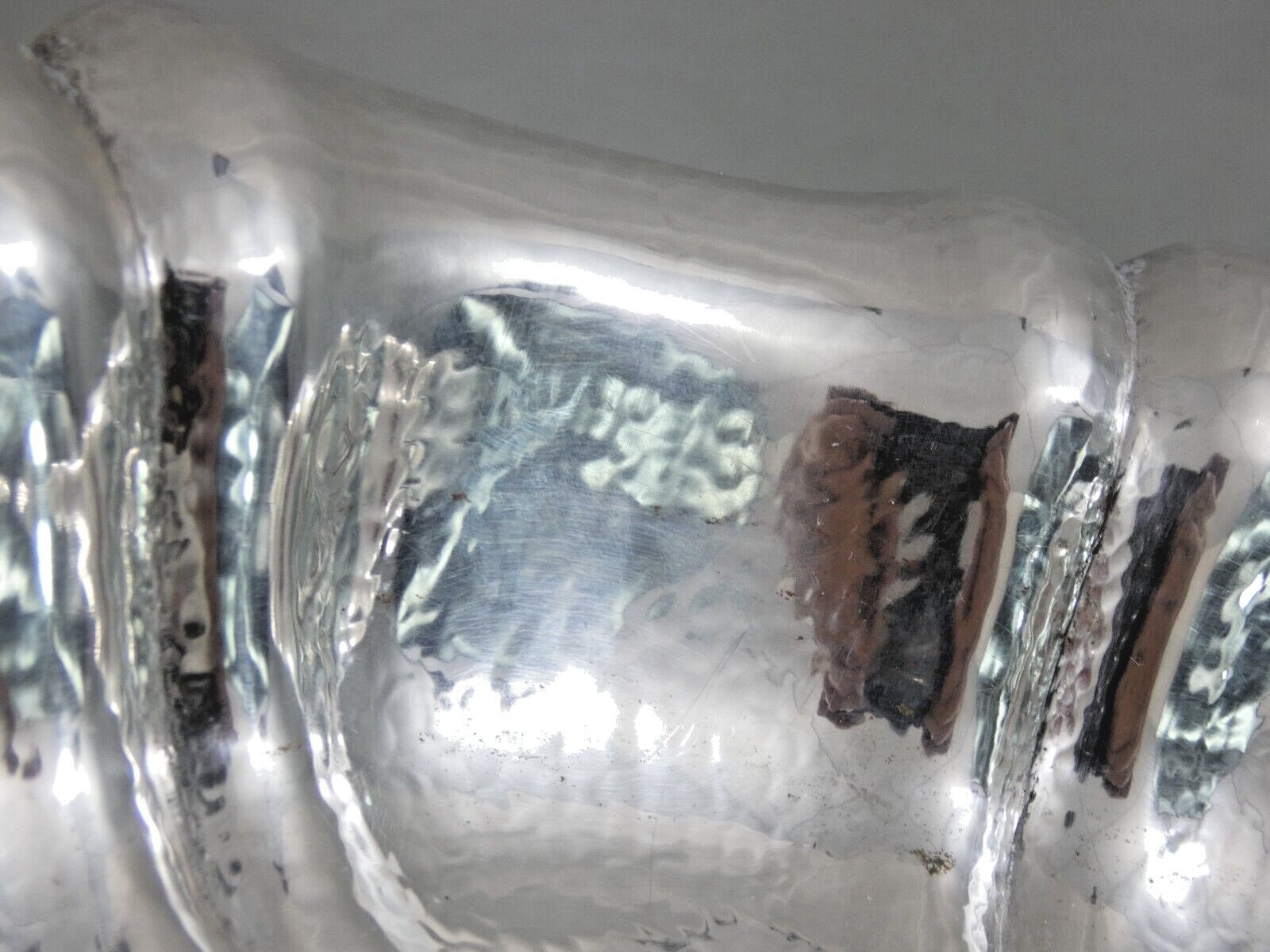 FINE 800 SILVER MODERN FRUIT BOWL HAND WROUGHT / HAMMERED Italy (not sterling )