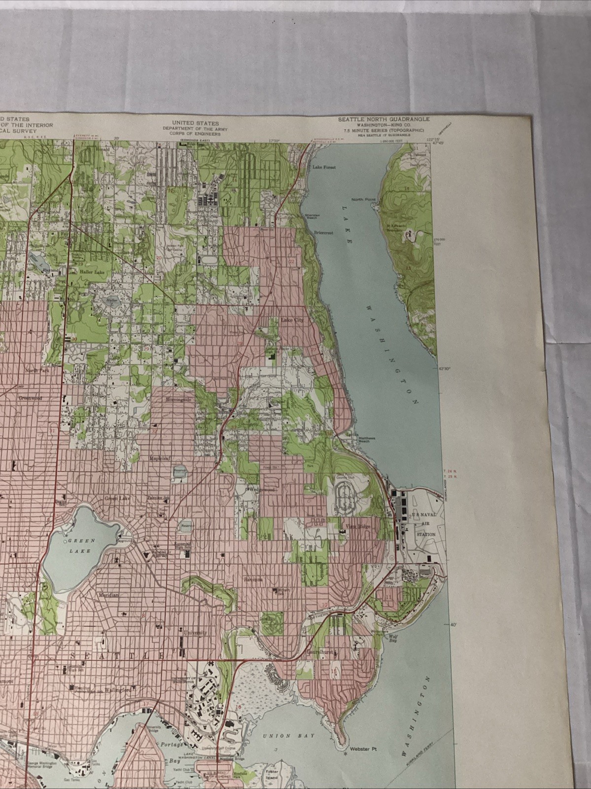 Seattle North Quadrangle Washington 1956 USGS Topographical Map Army Engineers