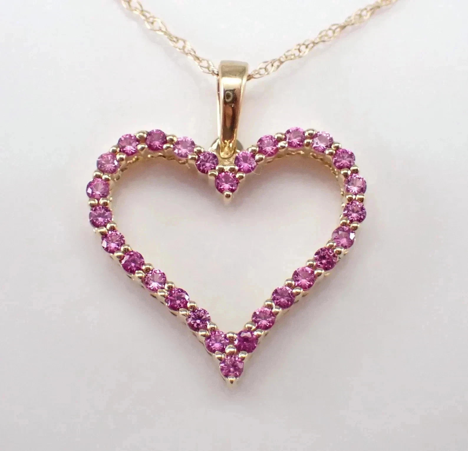 2Ct Round Cut Lab Created Sapphire Women’s Heart Pendant 14K Yellow Gold Plated