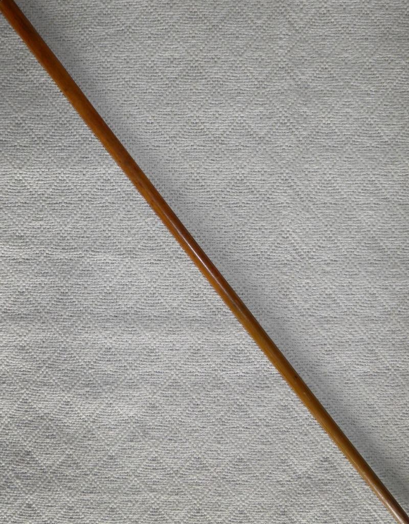 Antique Malacca Walking Stick / Cane Double Gold Collar Bovine Horn Crook Handle
