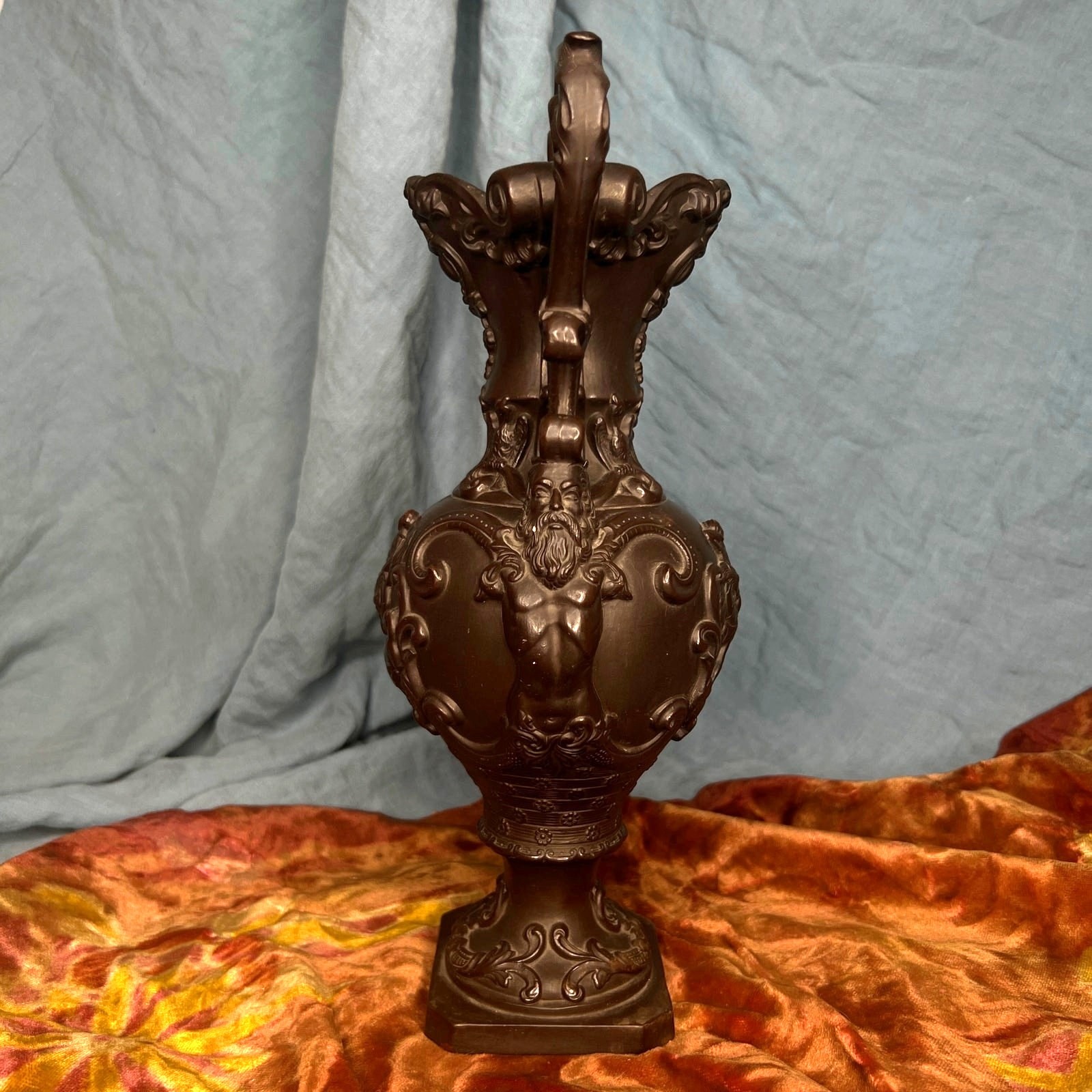Antique Ferdinand Gerbing Witwe FGW Terracotta Vase 19th Century German Pottery