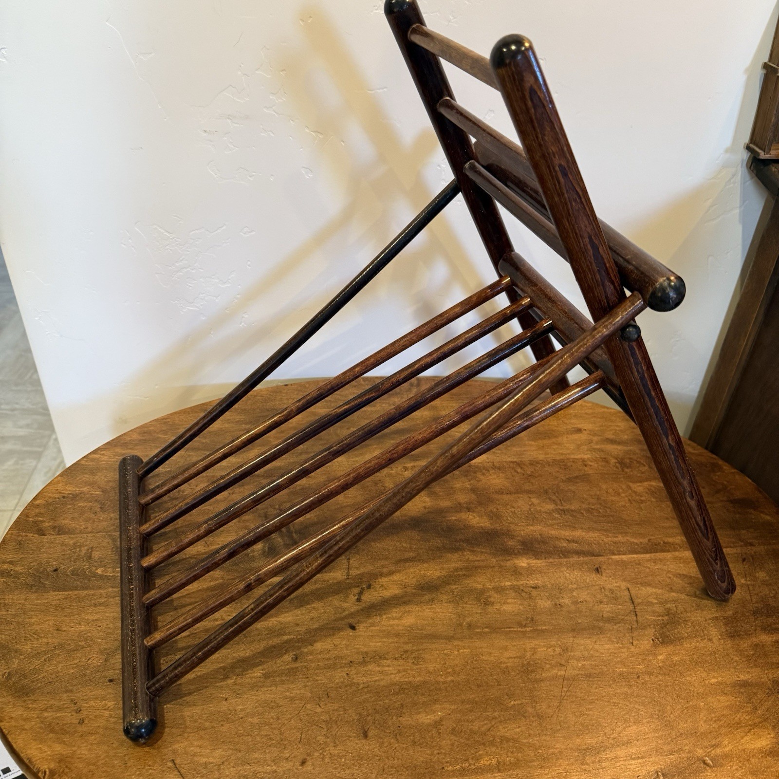 Antique Primitive Folding Wooden Gout Stool Leg Foot Rest Vintage Mahogany