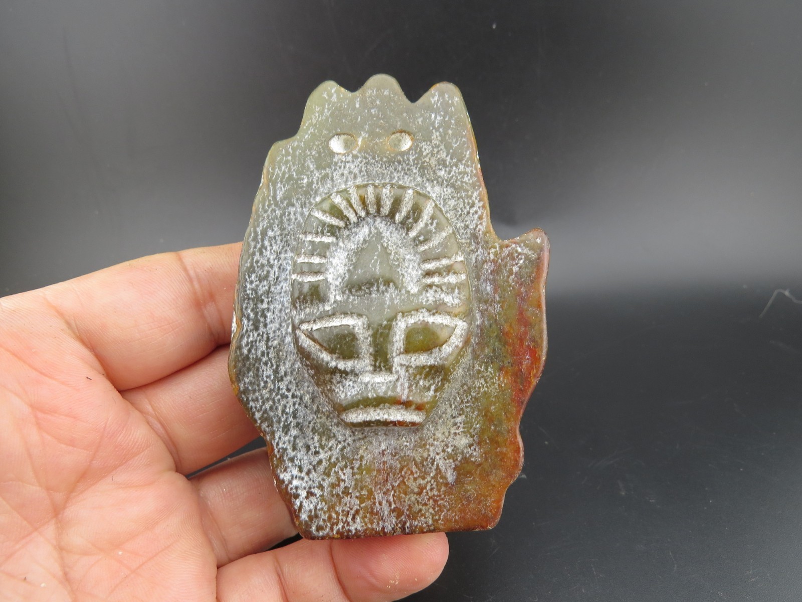 China old jade,Hongshan culture,Collectibles, rare beast head hand,pendant U260