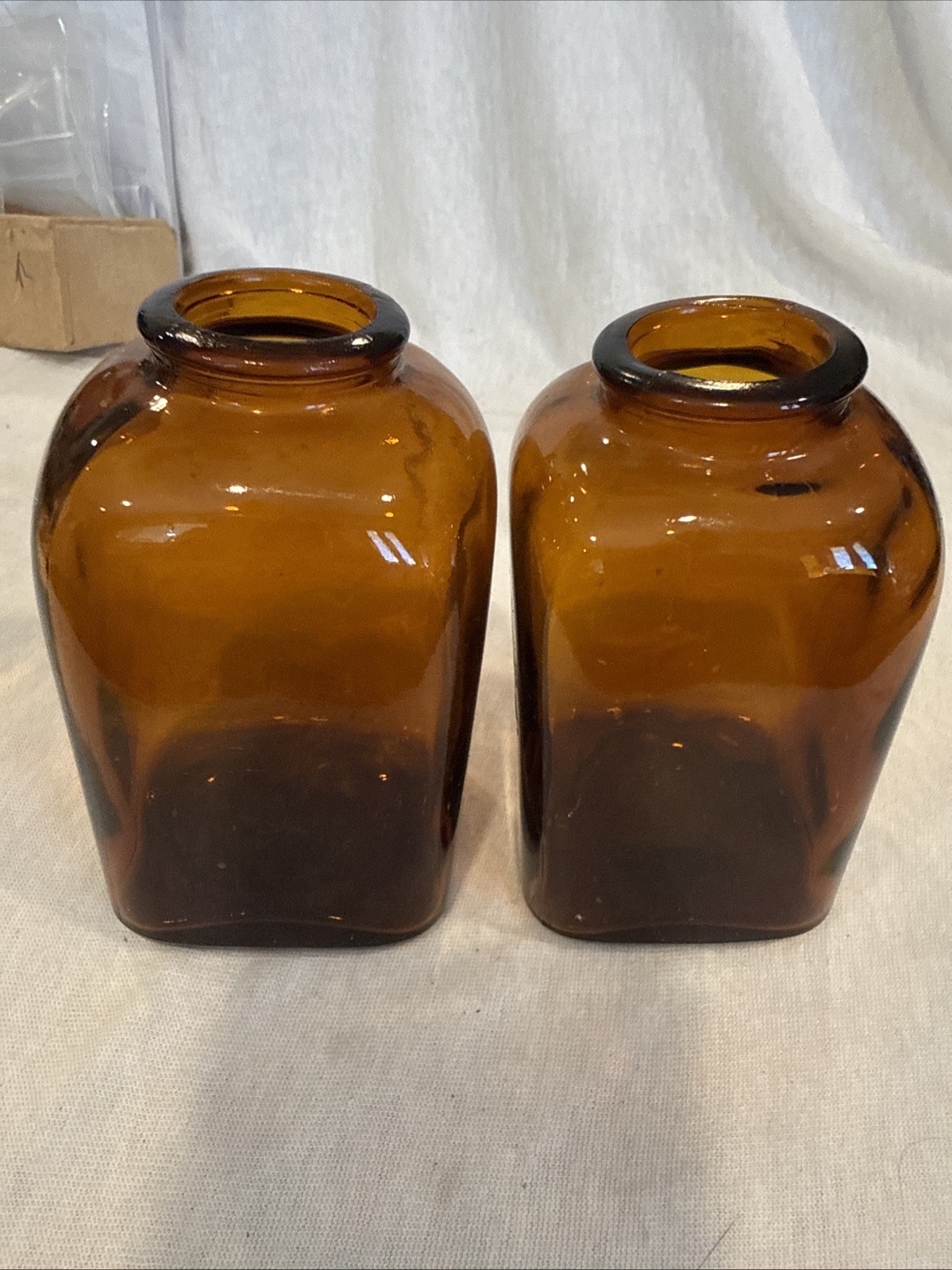 Antique Amber Snuff (2) Bottles 4 Dots