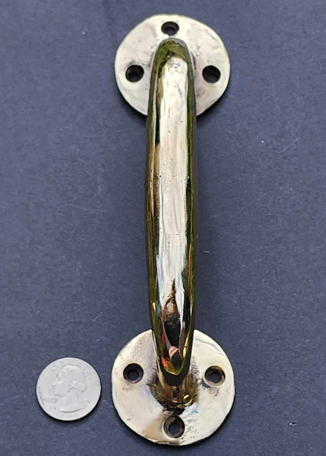 POLISHED Heavy Ant. Style Solid Brass LARGE Gate Cabinet Door Handle 7″ #P23s