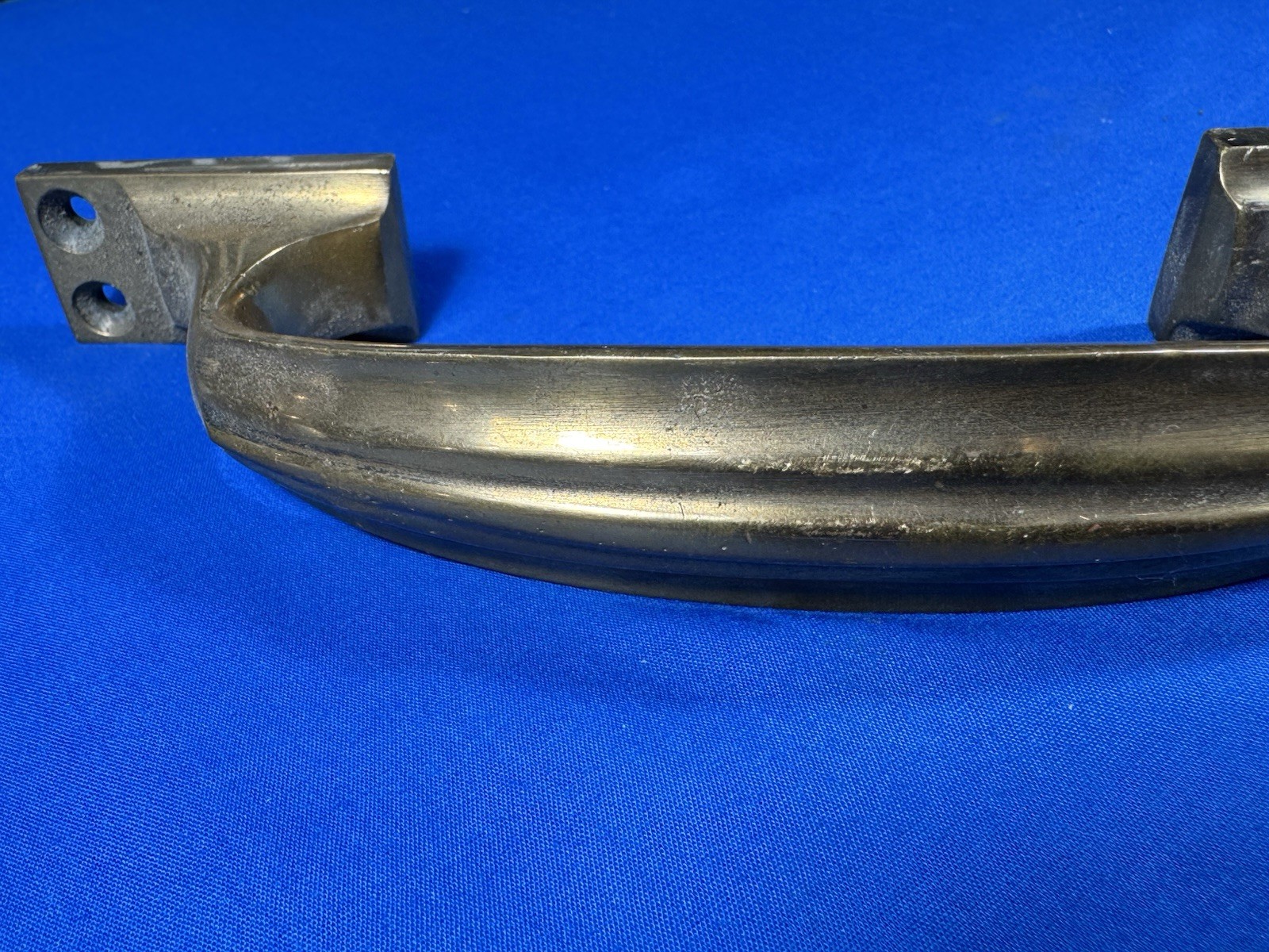 Vintage NOS Solid Brass Door Handle, Weighs 1 lb 2 ozs 7 5/8″ x 1″ Footprint