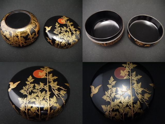 Japan Antique Lacquer Wooden Tea caddy makie Hira-Natsume SOTETSU NAKAMURA(1211)