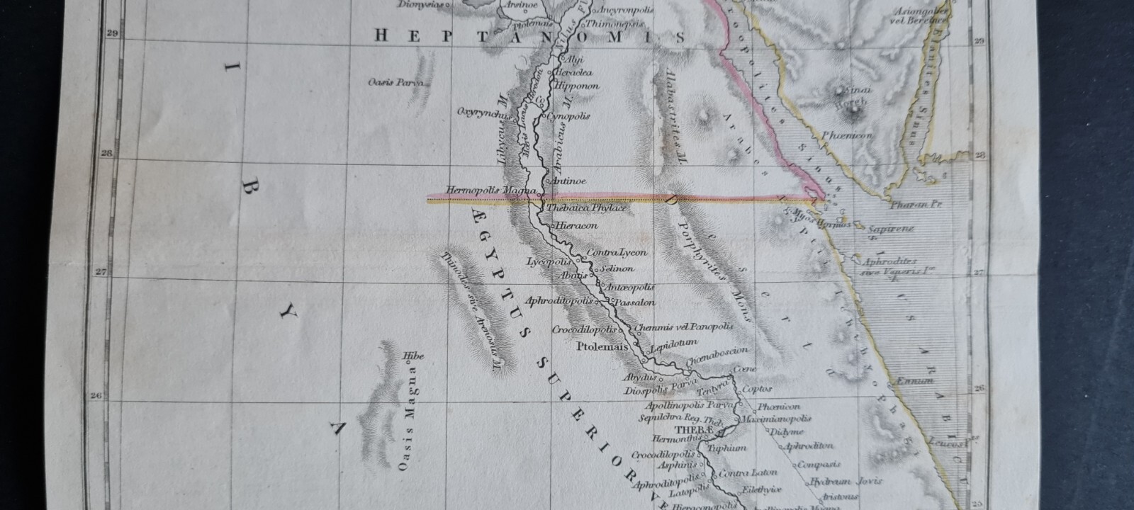 Antique (1844) map – Aegyptus Antiqua – Egypt in Ancient Times – Selina Hall.