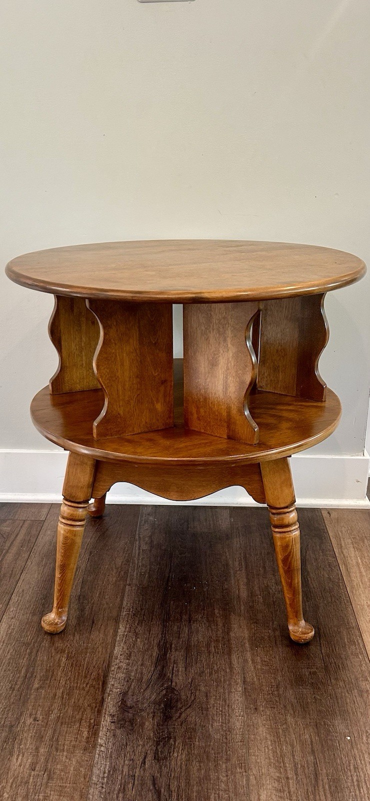 Vintage Ethan Allen American Traditions Rotating Two-Tier Round End Table