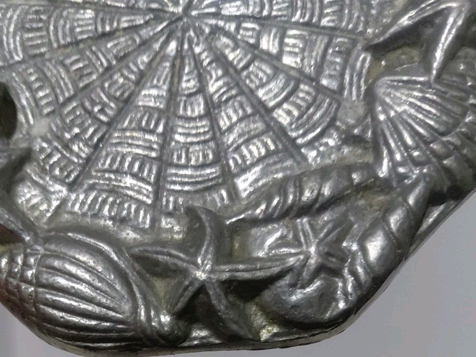Silver Plated Sea Shell Starfish Raised Design Art Deco Coasters 4.5″ Set of 4