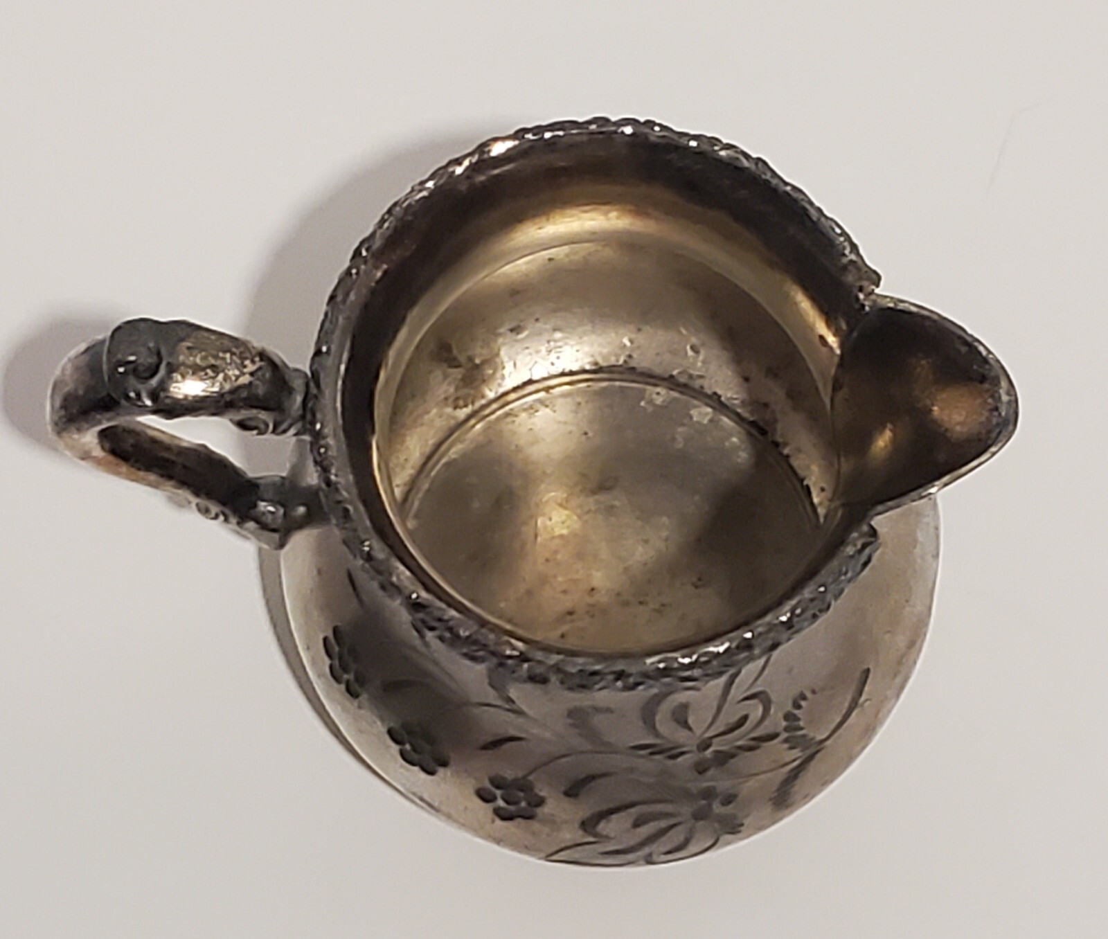 Antique Victorian Pairpoint Creamer Cruet Sm Pitcher #357 Floral Quad Plate 4″H