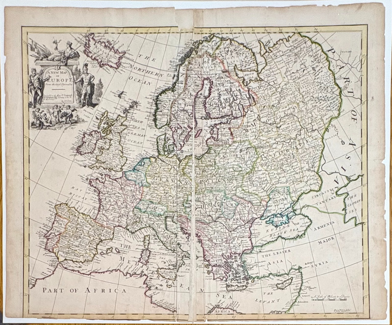 Antique Map Titled “New Map of Europe” C. 1721 By John Senex
