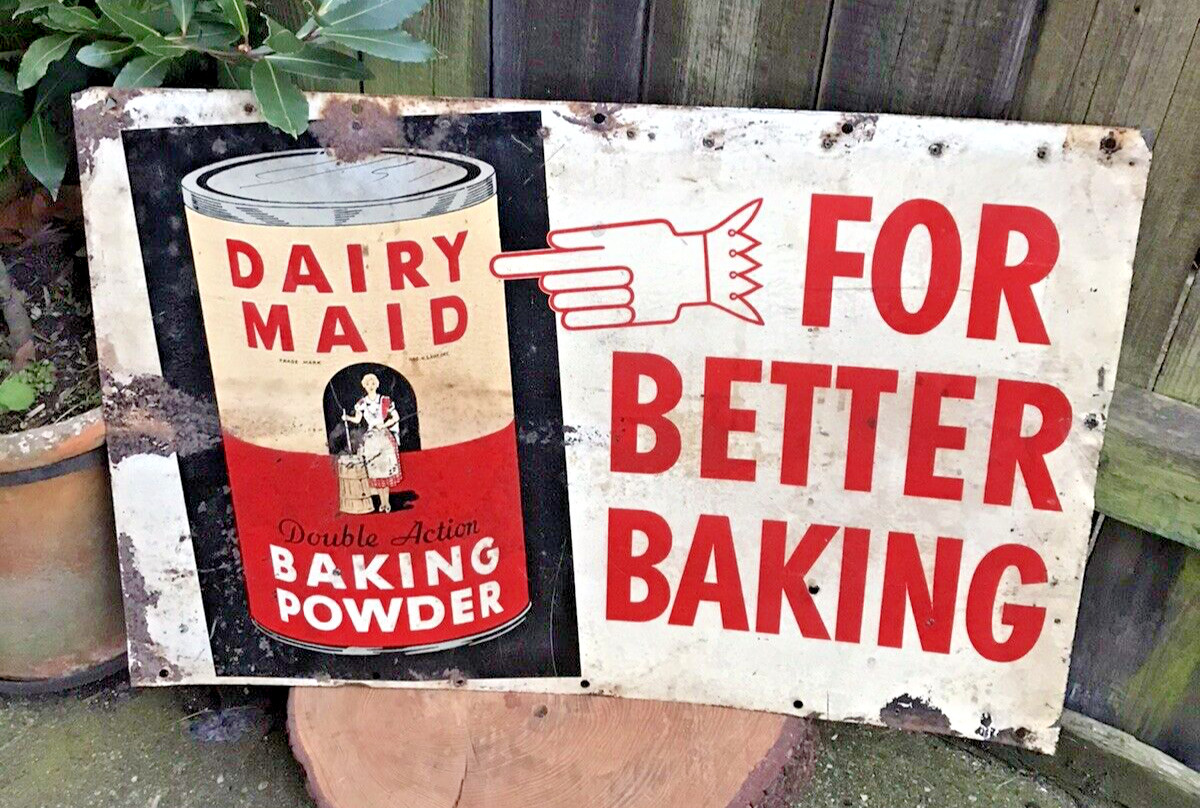 Sign Vintage Dairy Maid tin wall plaque American bakery shop display 1930/40’s