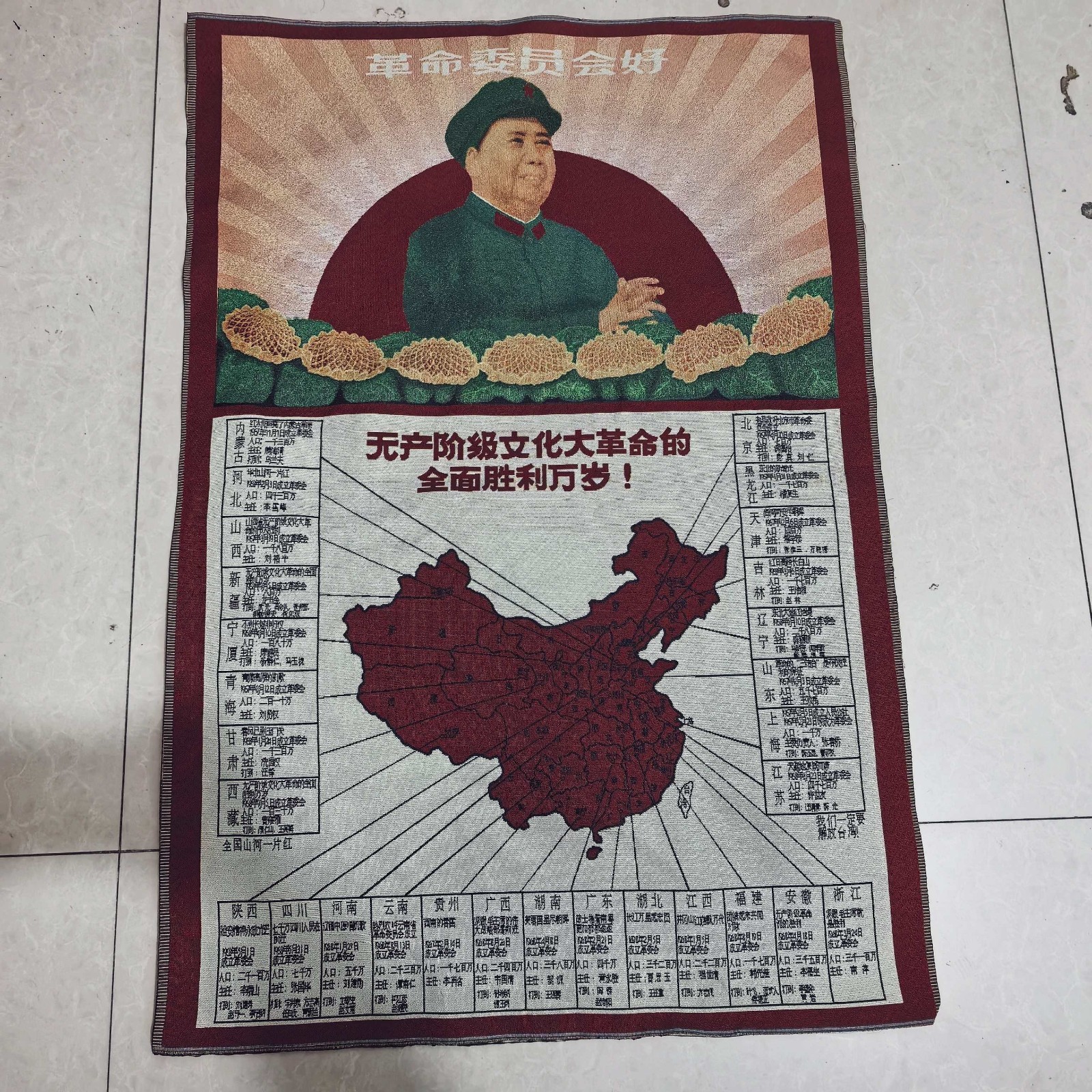 China Cultural Revolution Embroidered wall painting,Portrait of Chairman Mao 3