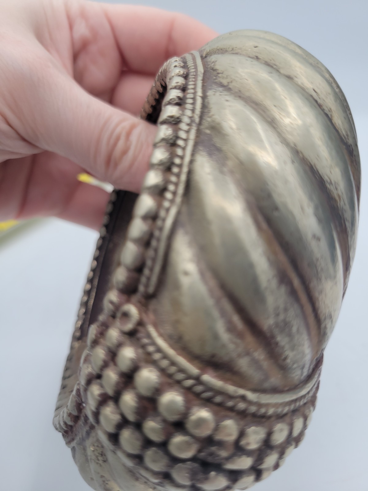 Antique Madhya Pradesh Omani slave cuff anklet manilla silver brass bowl Ashtray