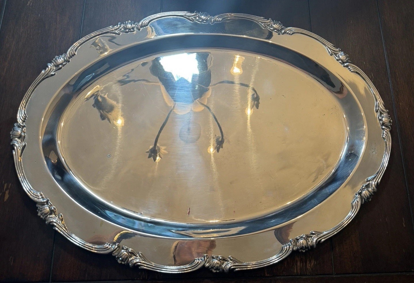 Massive Camusso Sterling Silver Huge Serving Tray Platter 22”x15 3/4” 3.75 Lb T