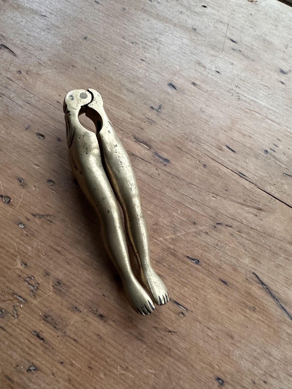 vintage old brass nutcrackers risky ladies legs novelty bar