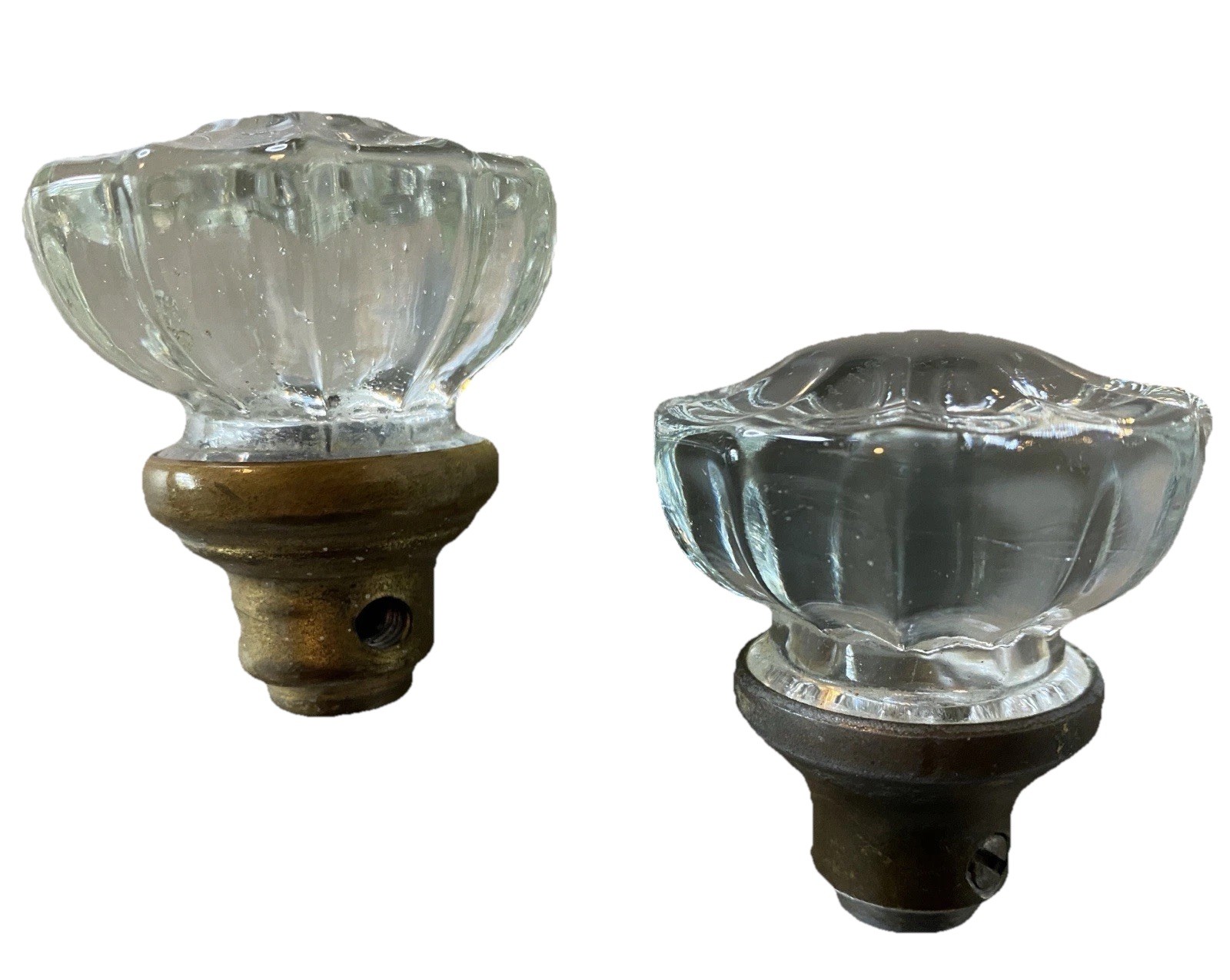 VTG Set Of 2 – 1940’s 12 Point Cystal Glass Interior Door Knobs 2” Diameter