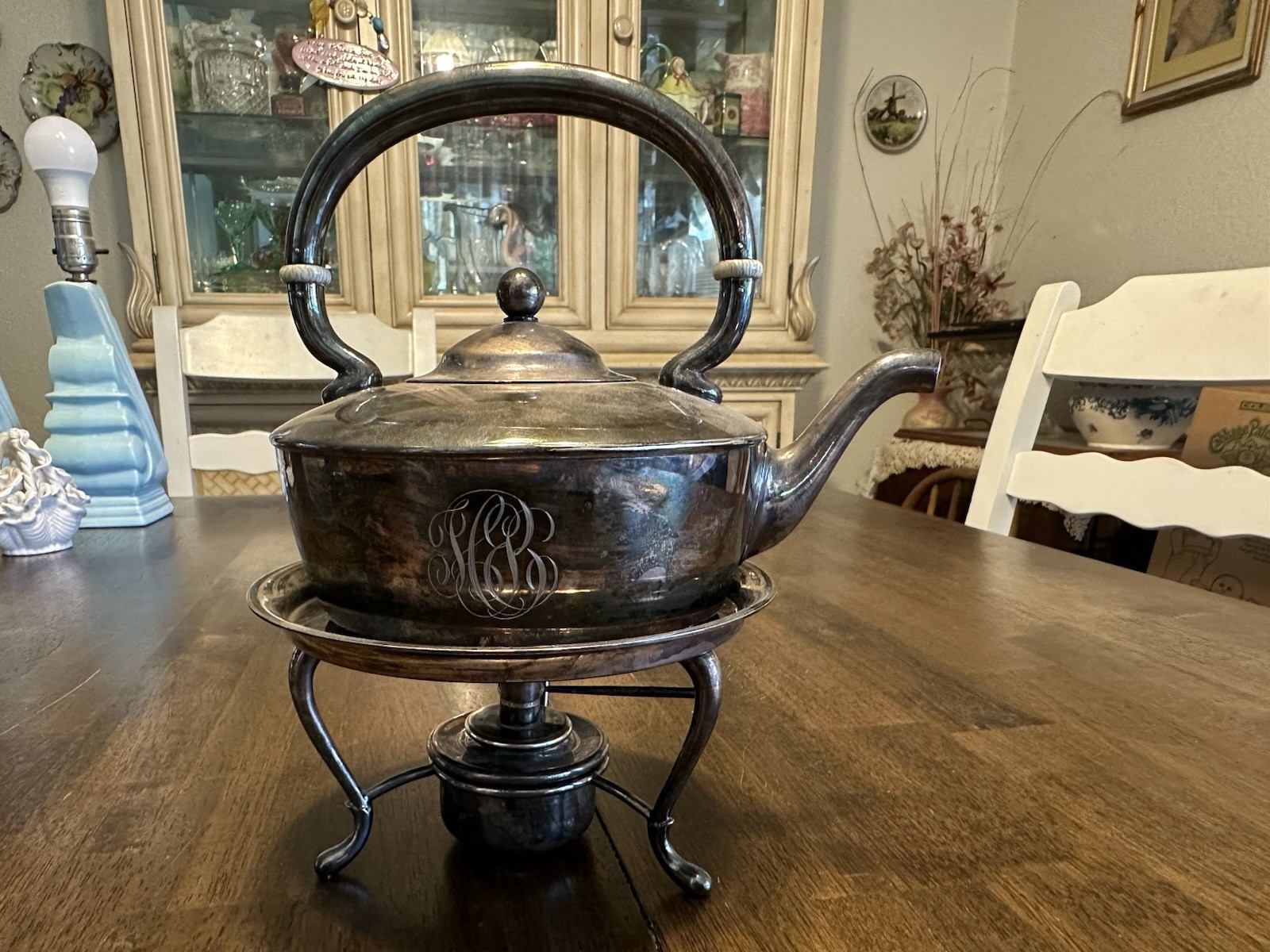 Antique Gorham GM Co Silver Teapot W/ Warming Stand 1 1/2 Pint Marked Aug 1899