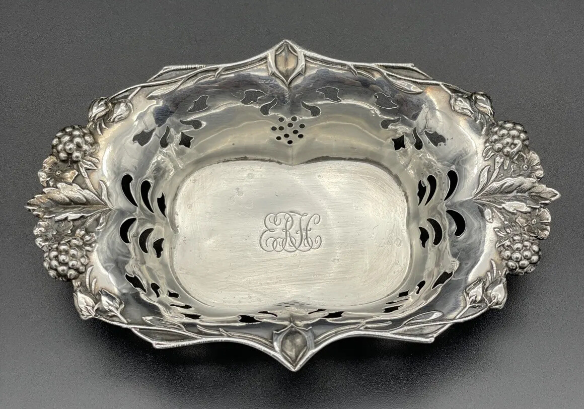 Tiffany Sterling Silver Pierced Candy / Nut Dish Blackberry