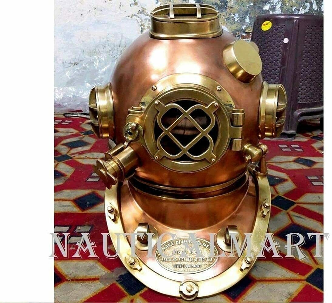 Antique Copper Brass Diving Helmet Mark V Deep Sea Decorative 18″ Nautical Gift