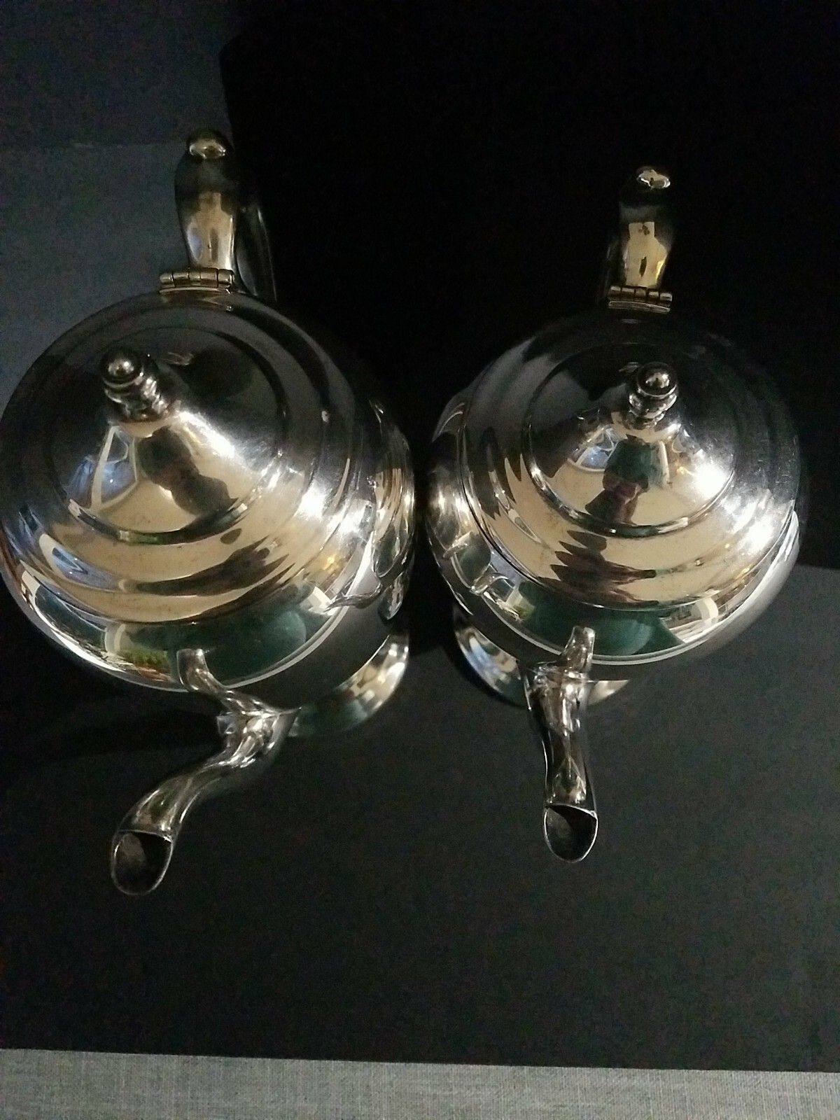 2 Keystoneware silverplate coffee and tea pot, sleek 30s design 3 & 5 cup