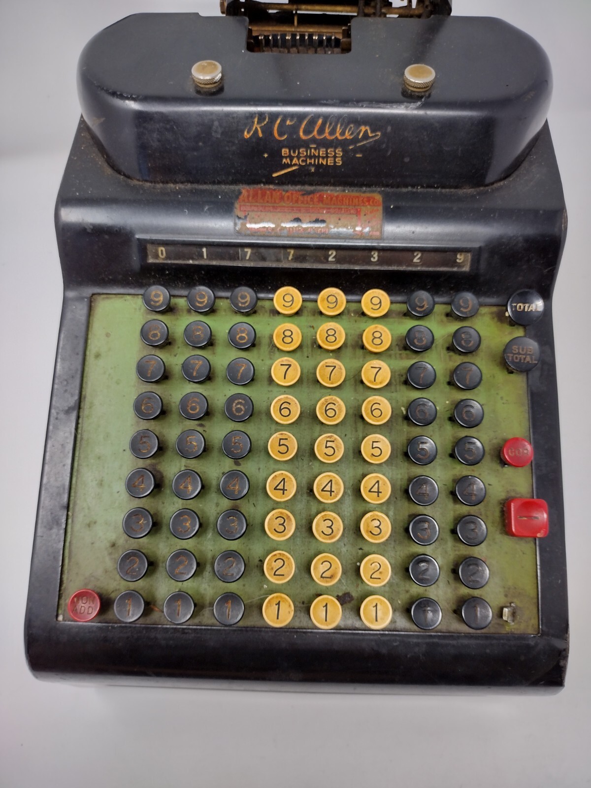 Vintage RC Allen Adding Machine Antique Figuring Calculating Business Model 805
