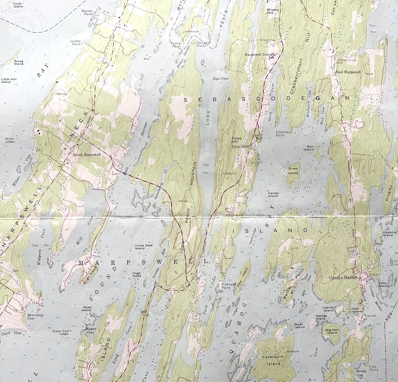 Map Orrs Island Maine 1978 Topographic Geological Survey 1:24000 27 x 22″ TOPO7