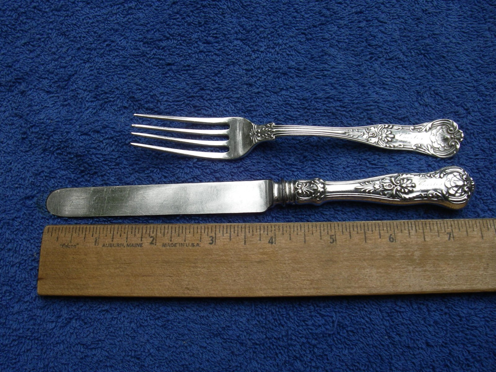 Gorham Sterling NEW QUEENS (1895) YOUTH KNIFE & FORK-Mono CURTIS-NR
