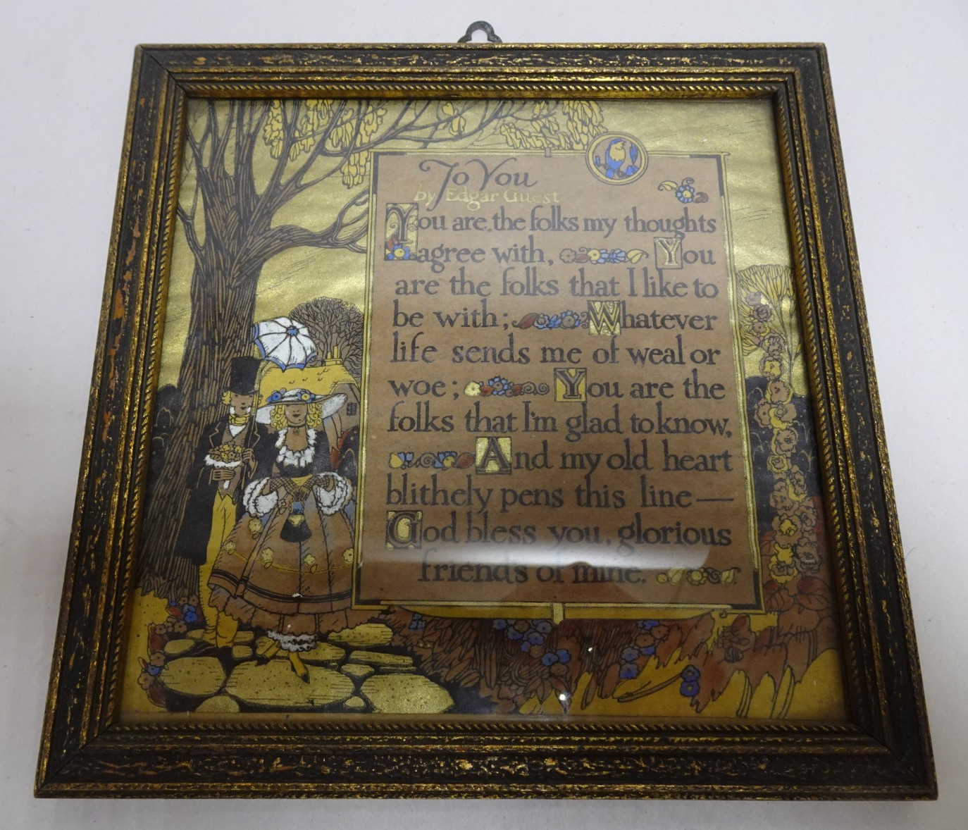 1920s Edgar Albert Guest Buzza Motto Framed Illustrated by Lee Mero To You