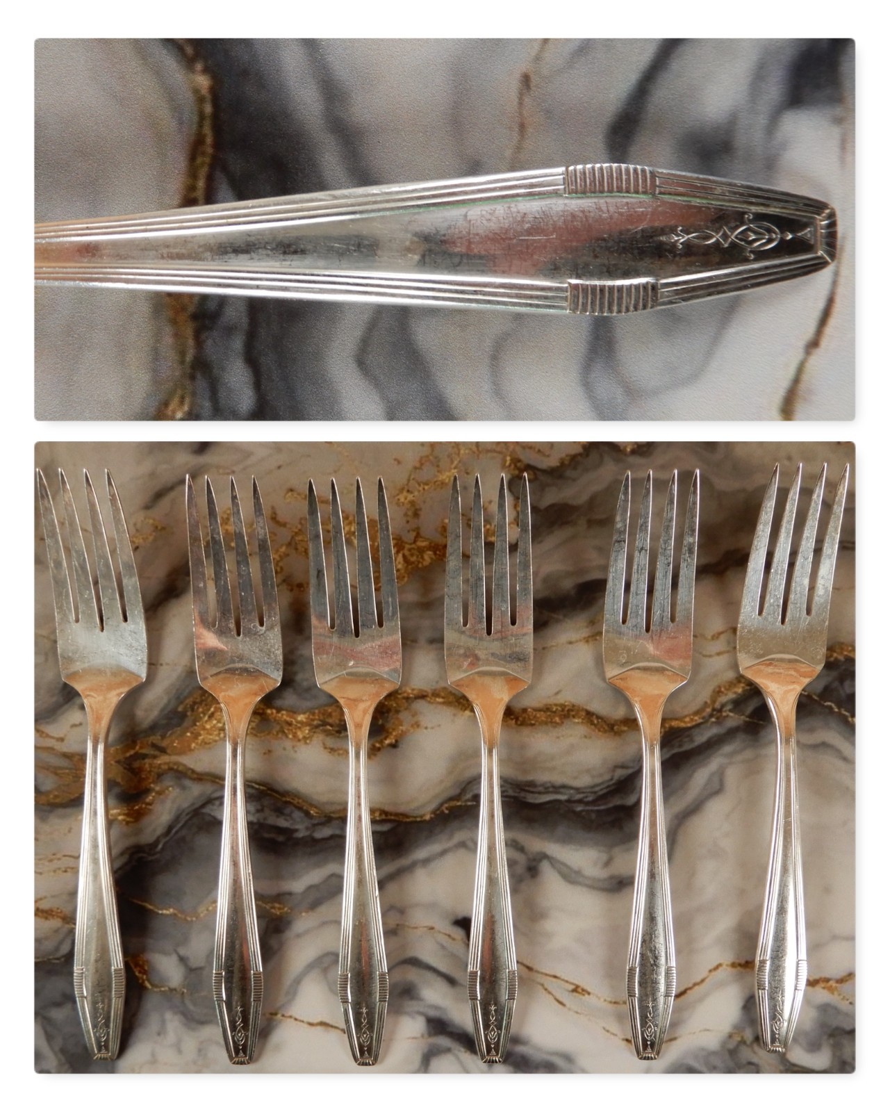 6 Oneida Wm A Rogers Heavy COUNTESS I BARONESS Silverplate Flatware Salad Forks