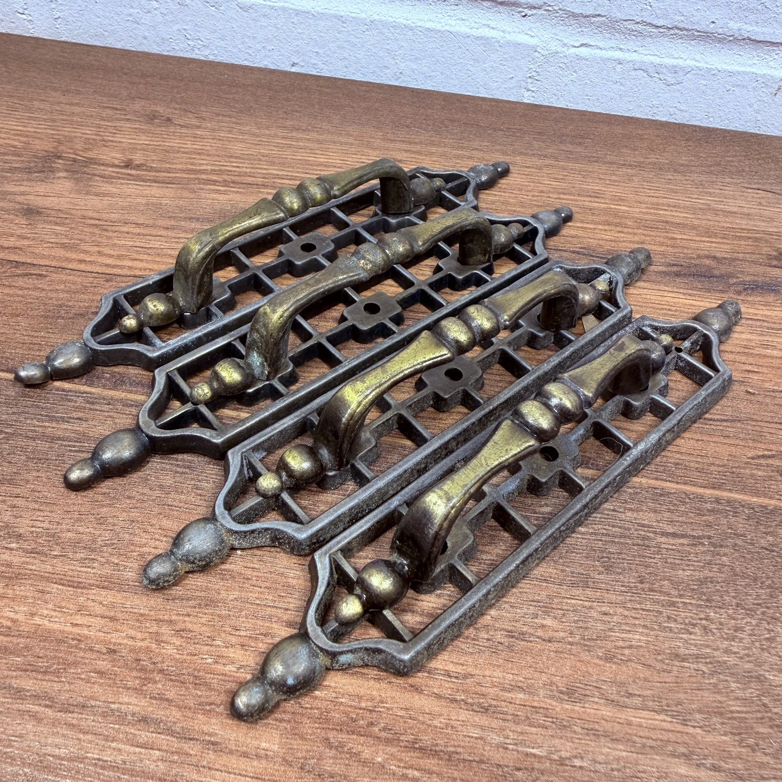 Set of 4 Vintage Decorative Cabinet Door Drawer Pull Handles Backplates 180mm