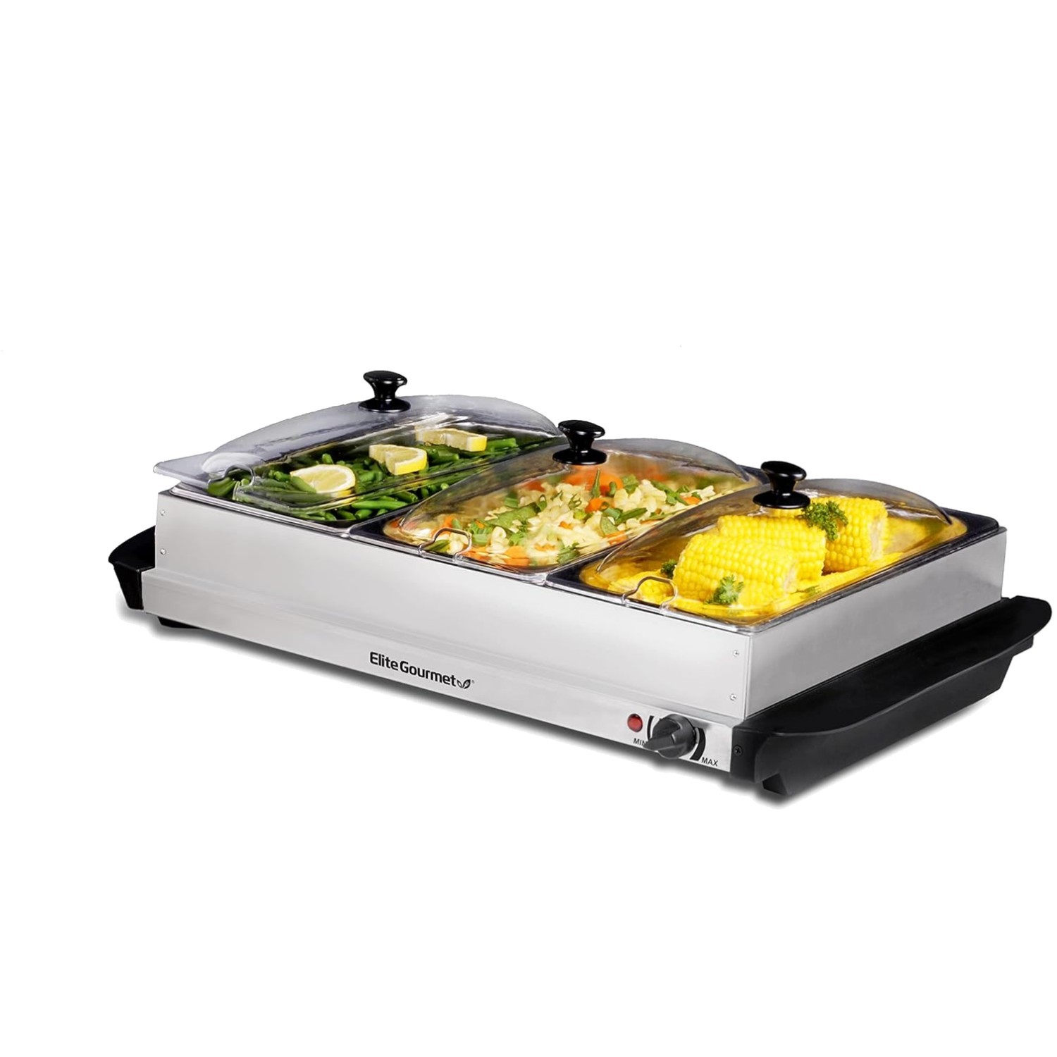 Buffet Server with Clear Lids & Temp Control – 3 Trays, Perfect for Holidays
