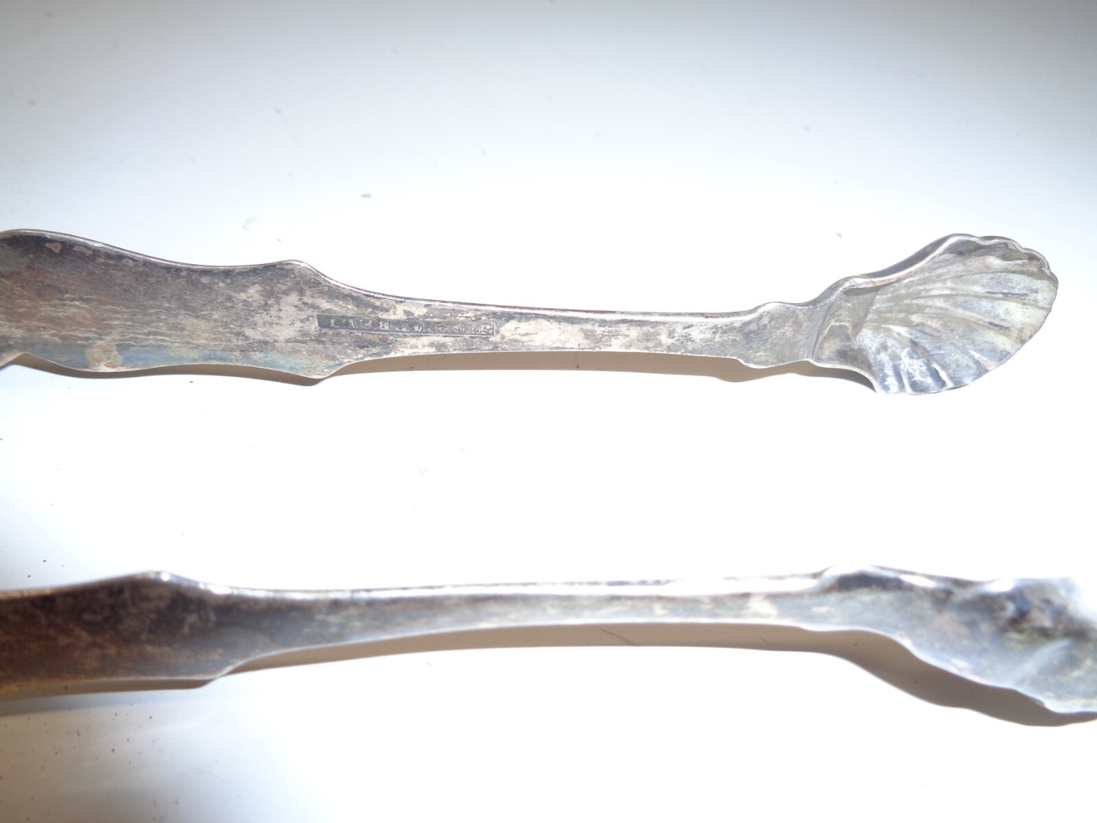 Antique J. Campbell Silver Tongs Sugar Ice Shell floral