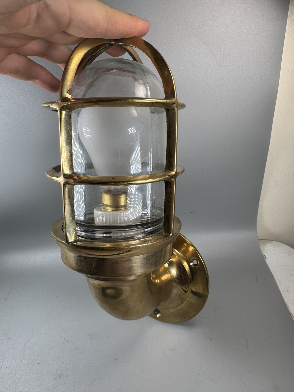 Vintage Solid Brass U.S. Navy Passageway Light – USS America, c.1950s–1961 RARE