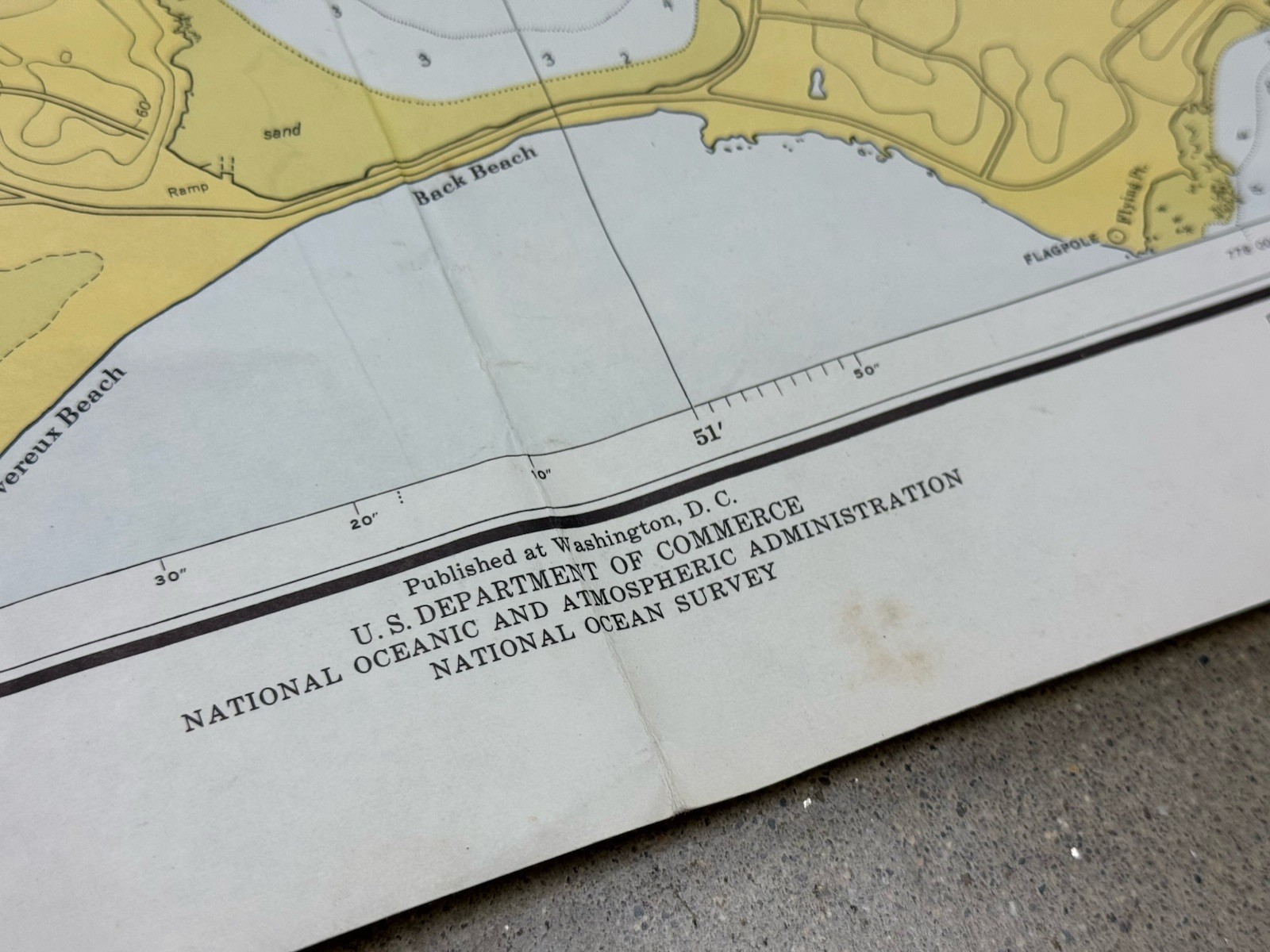 1972 SALEM, MARBLEHEAD, BEVERLY Nautical Chart HARBORS 33.5″ x 33.5″