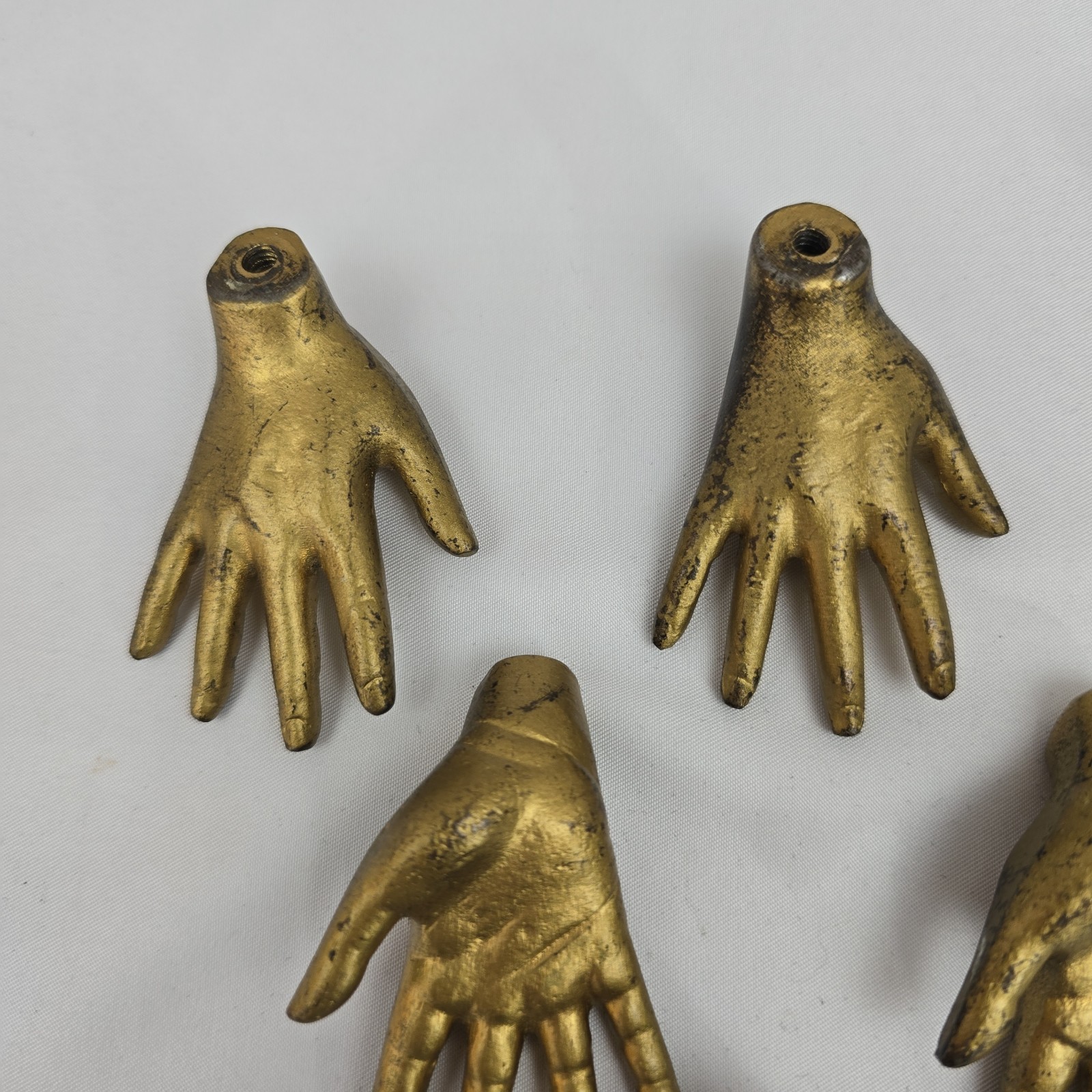 Bronze Colored Metal Hand Drawer Pulls Door Knobs Lot of 6
