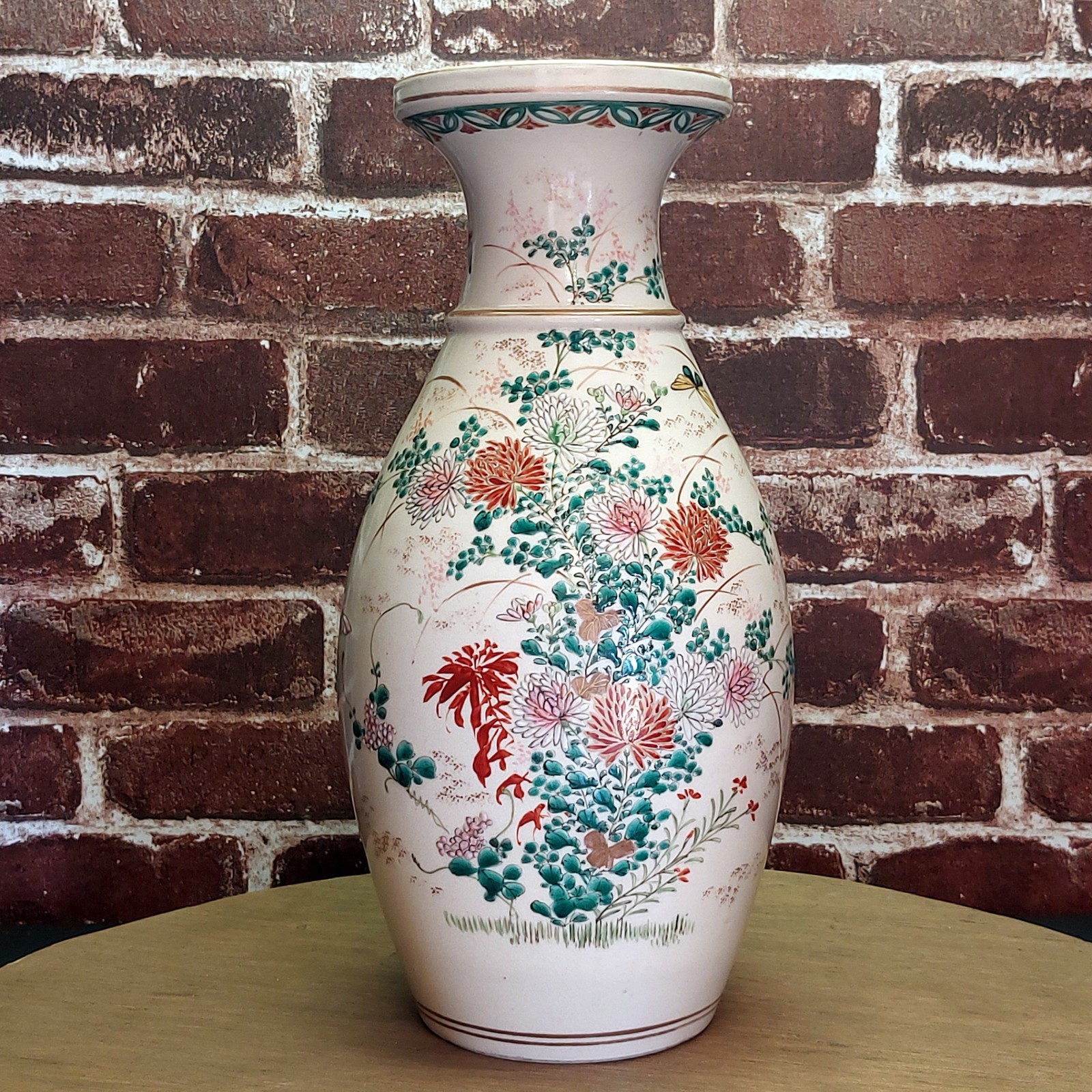Kinkozan Satsuma Vase Signed Japanese Antique Meiji Style Large 33cm Ceramic Pot