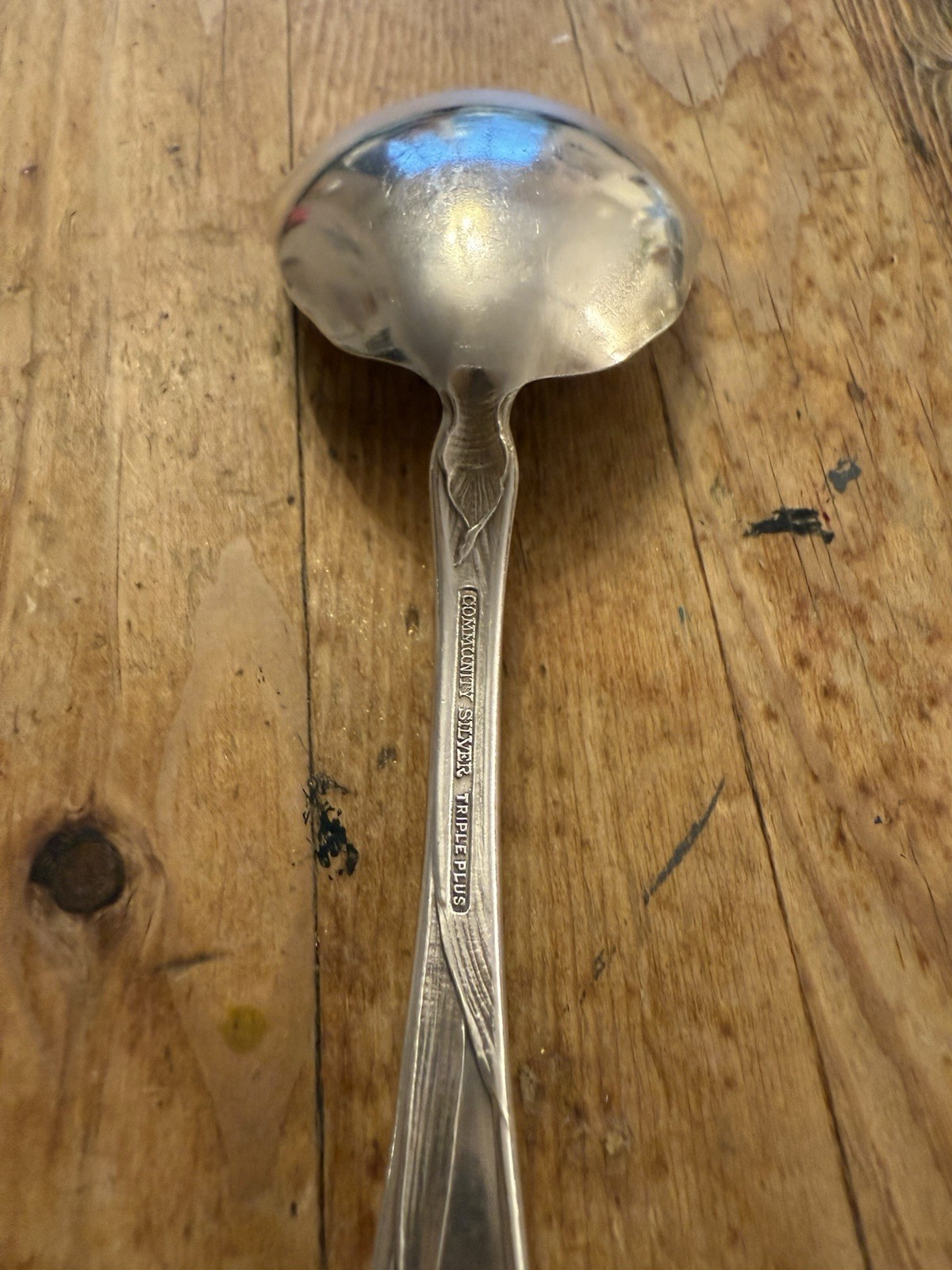 Community Silver Triple Plus sugar spoon – Fleur de Luce / Flower de Luce