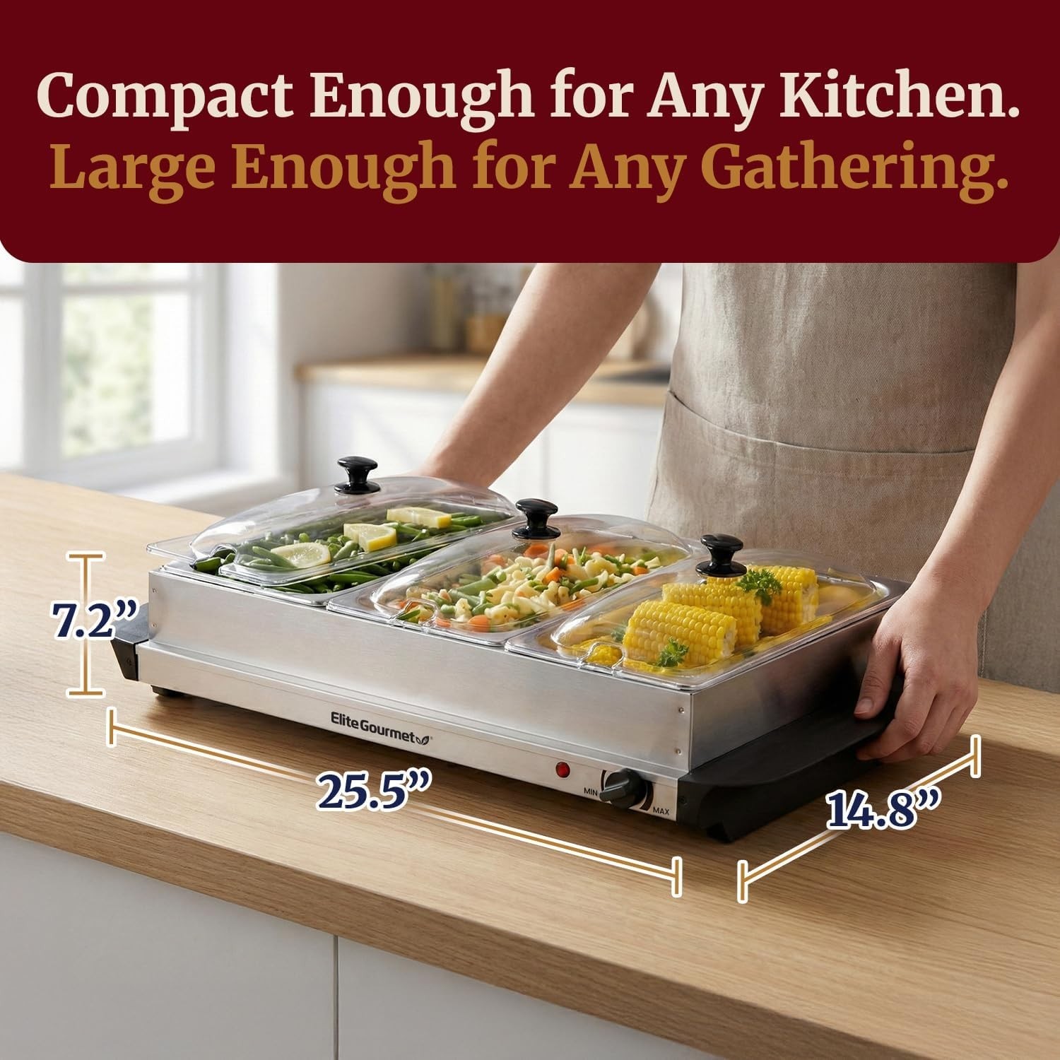 Buffet Server Food Warmer Stainless Steel Trays Holiday Entertaining
