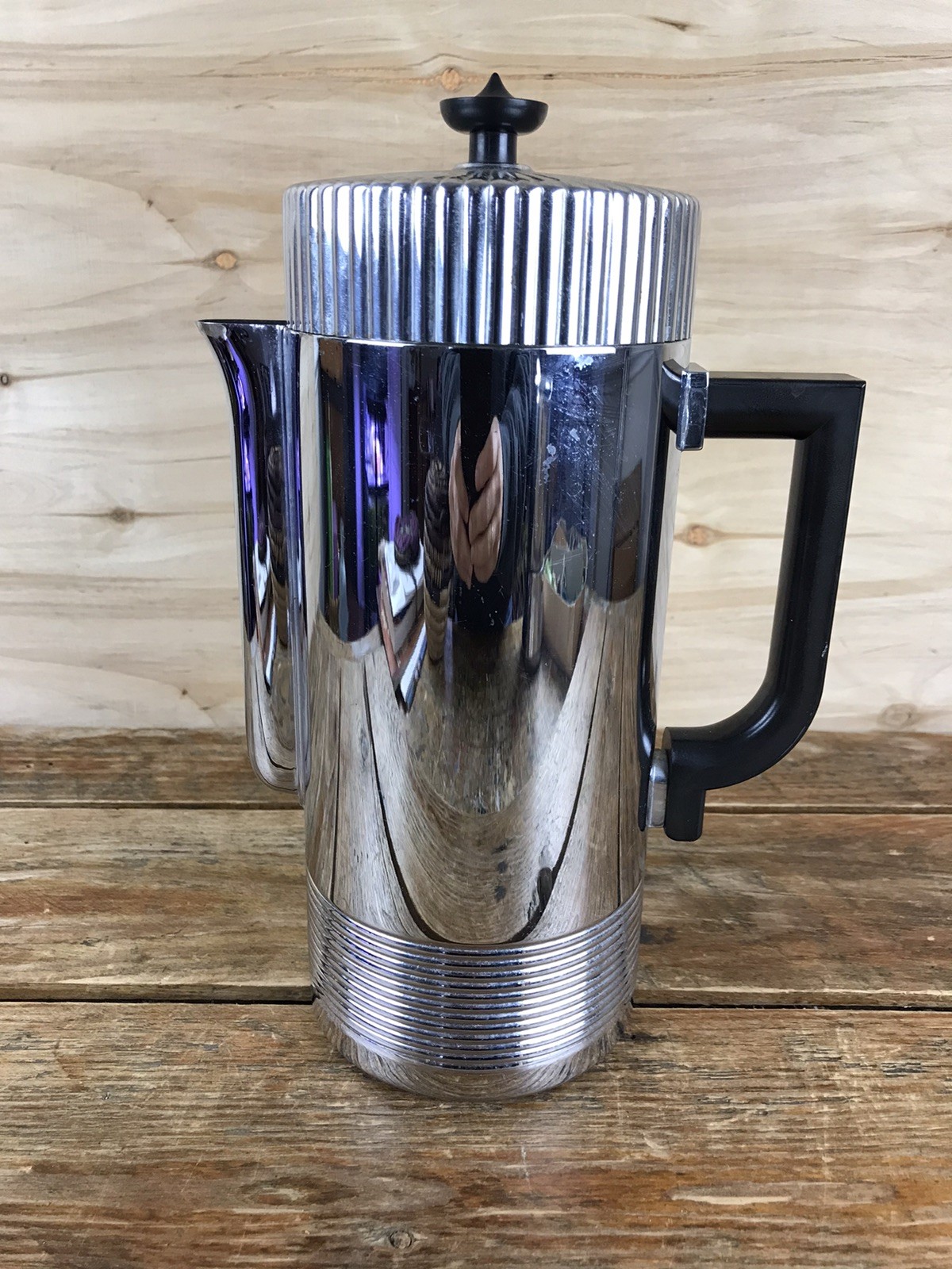 CHASE Continental Coffee Pot 1930s Art Deco Walter Von Nessen Chrome Black