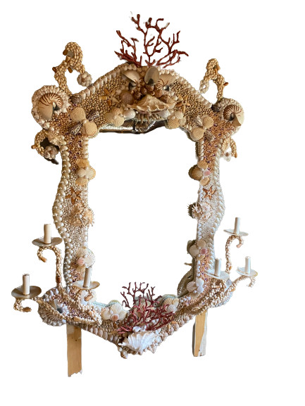 MIRRORED CORAL AND SHELL CANDELABRA
