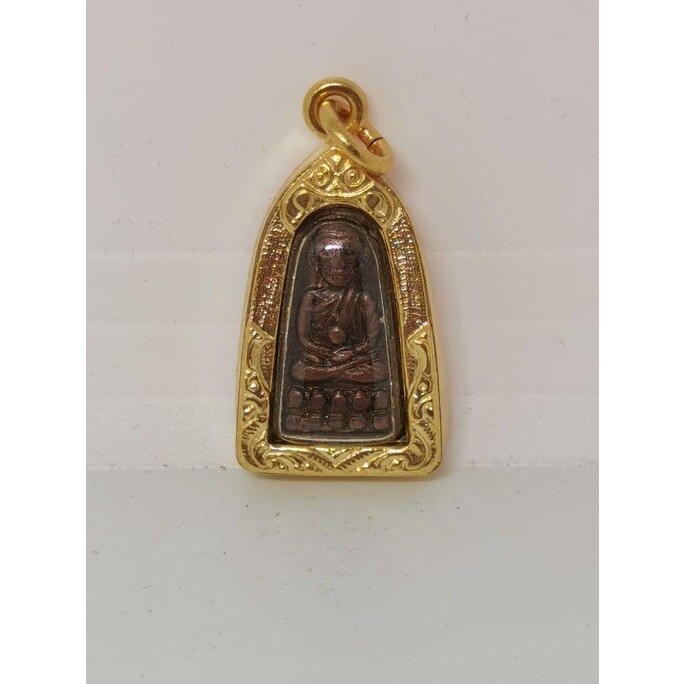 Phra LP Tuad Talay Sung Gold Micron Case Pendant Talisman Thai Buddha Amulet