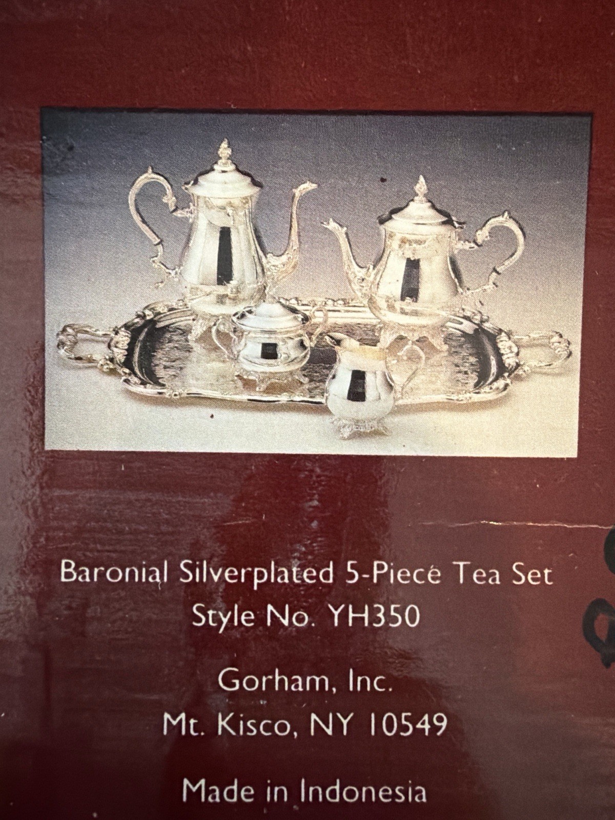 Gorham Antique Baronial Silverplate 5 Piece Tea Set,StyleYH350 Retired W/box NEW