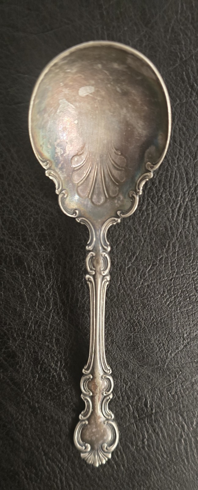 Vintage Silver Plated Floral Ornate Serving Spoon, floral scroll design,